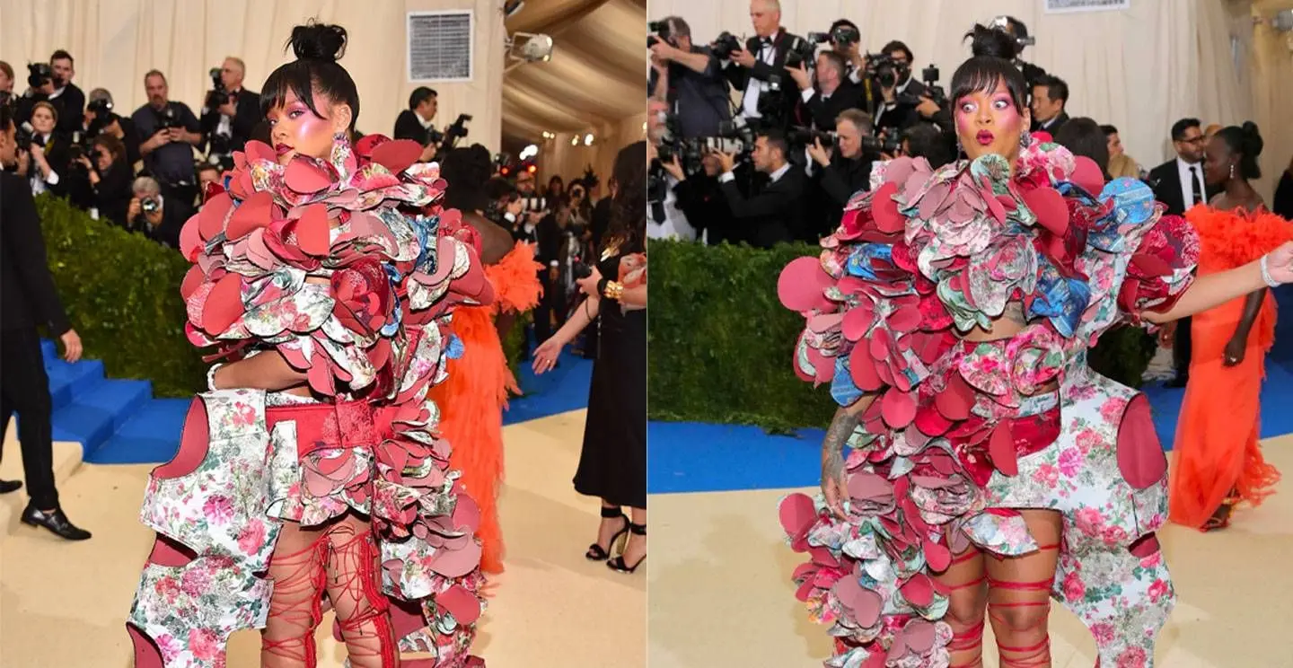 2017年,蕾哈娜(Rihana)在Met Gala上穿着Comme des Garçons